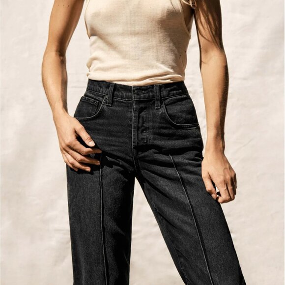Imogene and Willie Wyatt Pintuck Straight Leg Black Denim Jeans - Picture 1 of 7